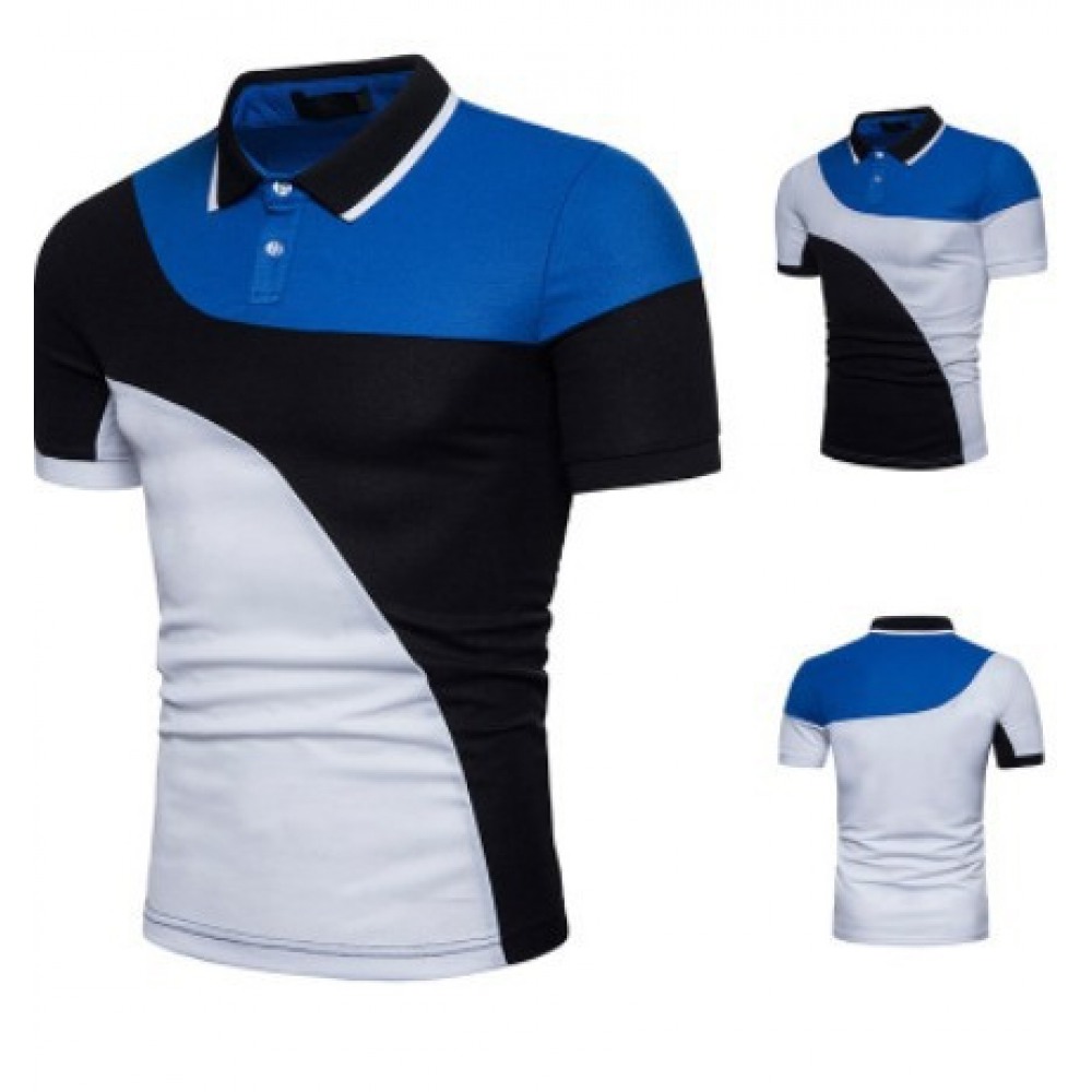 New Trend Men's Color Matching Short-Sleeved T-Shirt All-Match Polo Shirt